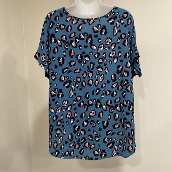 NWOT Blue Leopard Print Blouse. Size XL extra large 14 - Picture 6 of 9